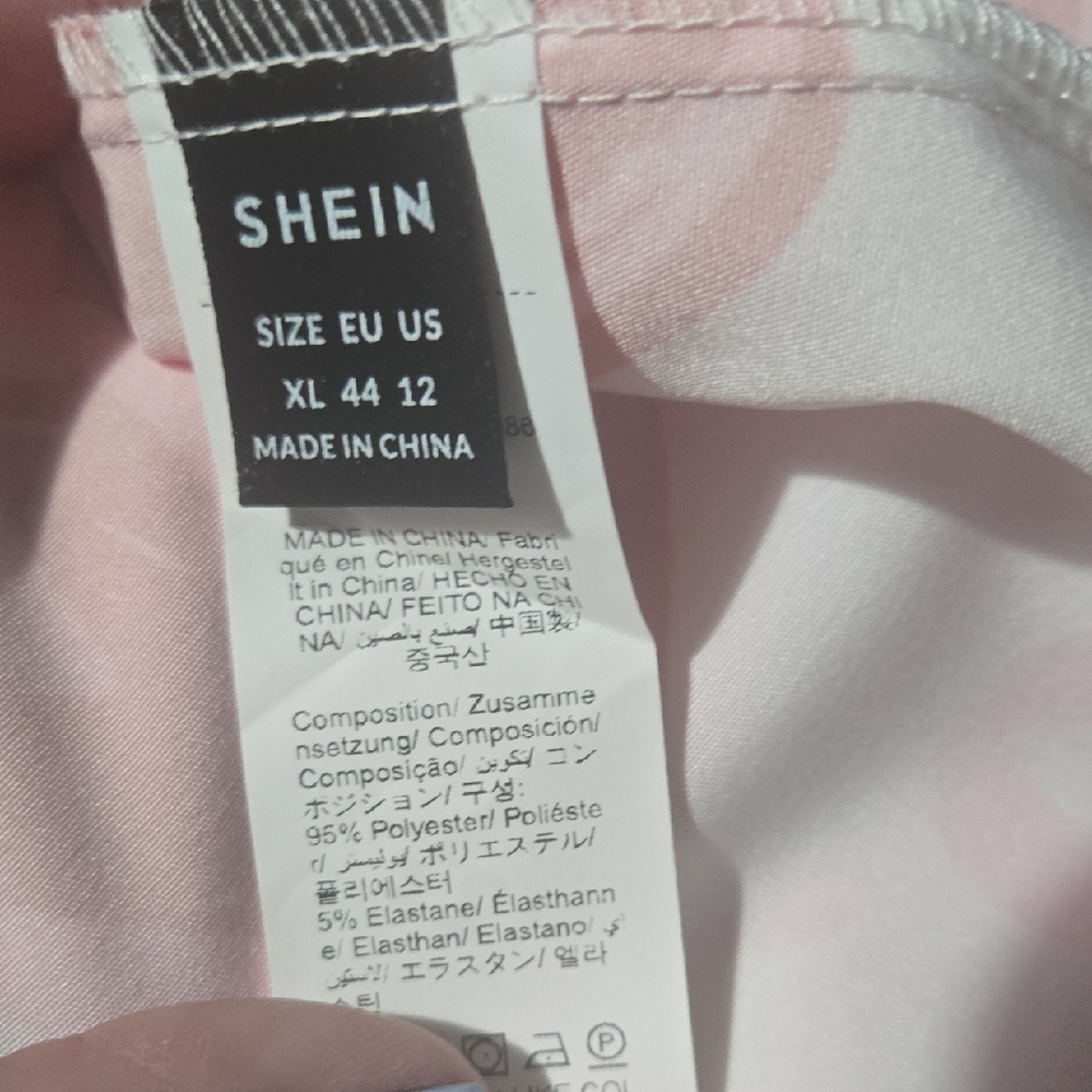 SHEIN Pink and White Patterned Blouse